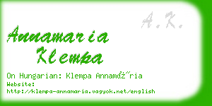 annamaria klempa business card